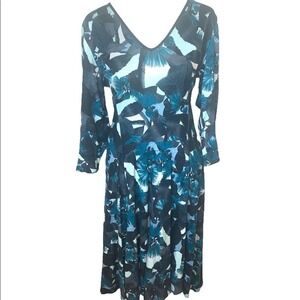 Erdem Blue Domitilla Fit and Flare Dress Size 12